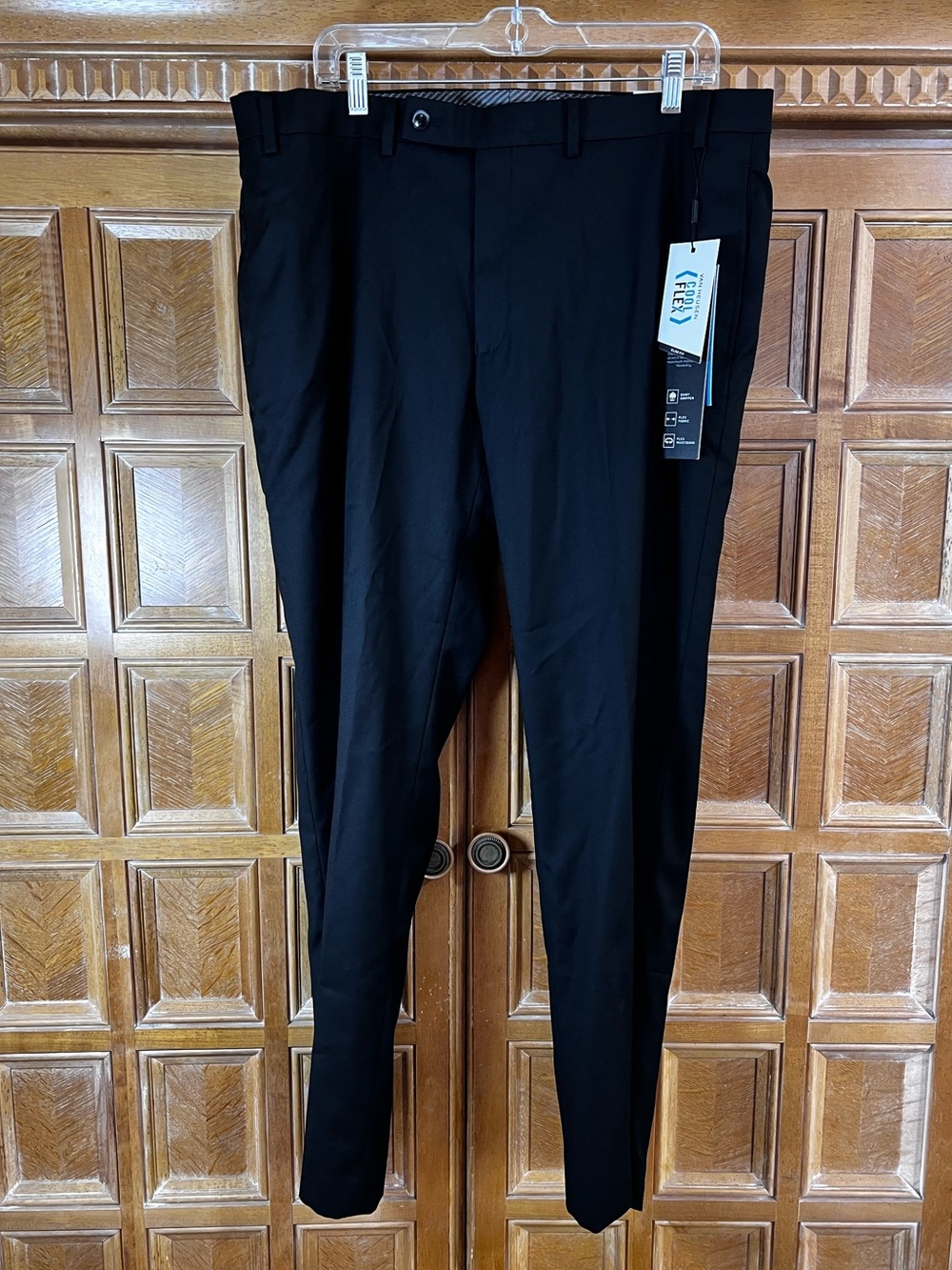 Van Heusen Cool Flex Men’s Dress Pants Black 38x32 Slim Fit Stretch NWT $100